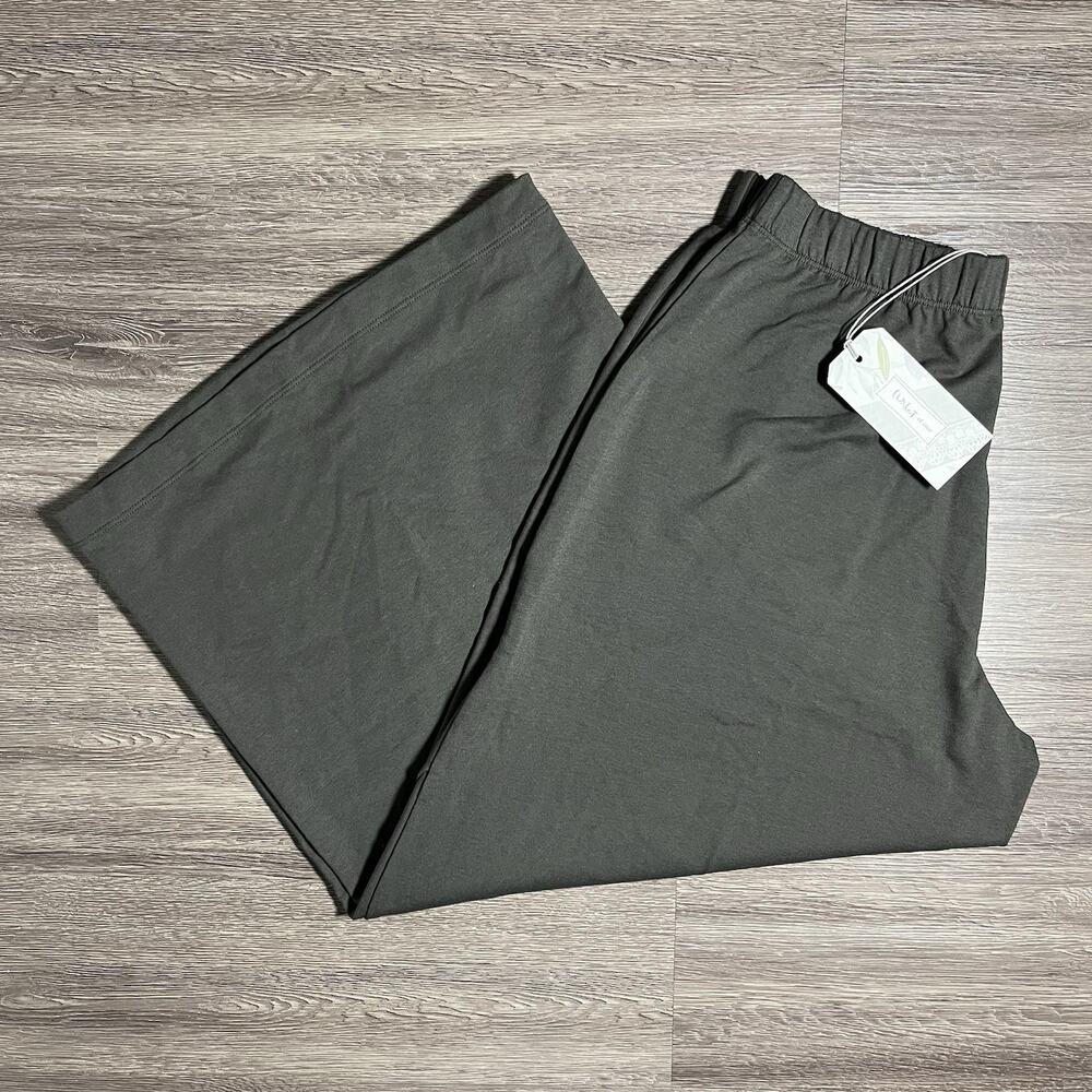 Chalet et Ceci Teddie Wide Leg Crop Pant M Olive French Terry Lagenlook USA NWT